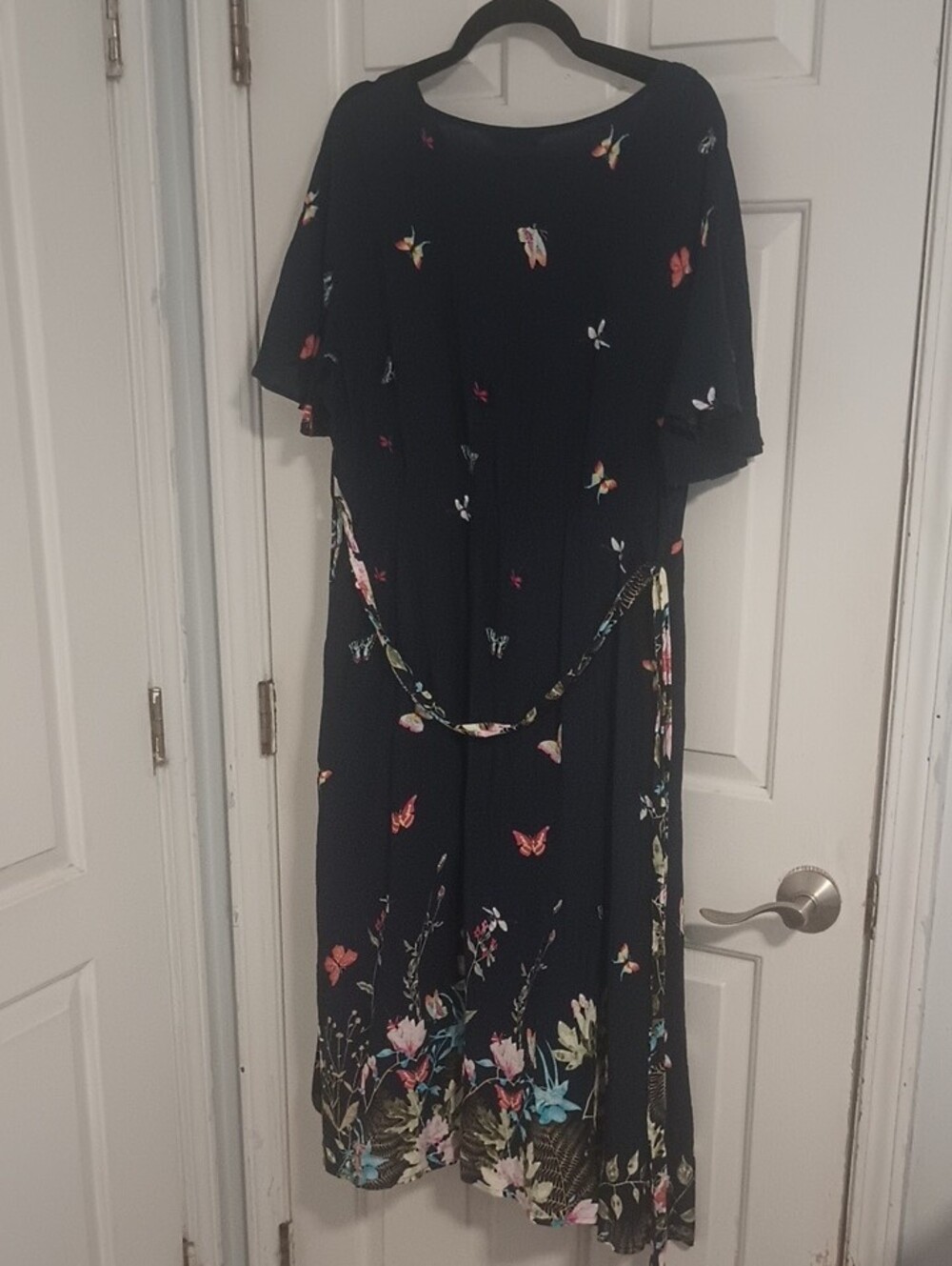 BloomChic Black Maxi Dress with Butterfly and Floral Border - Picture 9 of 10